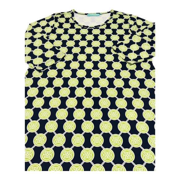 Anthony's XL Dress Geometric Print‎ Long Sleeve Navy Green White Career - Picture 3 of 14